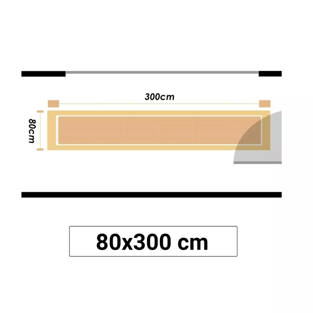 Illustraionen visar en lång hallmatta i storlek 80x300cm.