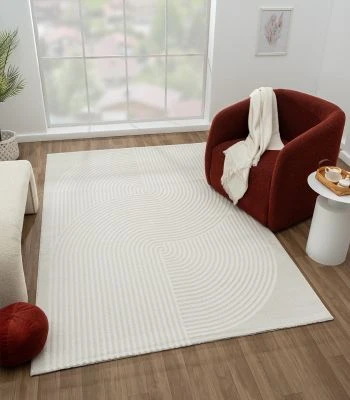 Denna produkten heter Bella Caio, tillverkad av Polyester & Polypropylen material med en vacker Offwhite färg - SE Mattor