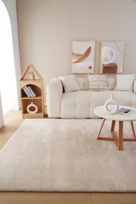 Tvättbar Mjuk Ryamatta Fluffy Beige