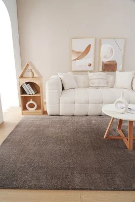 Tvättbar Mjuk Ryamatta Fluffy Taupe