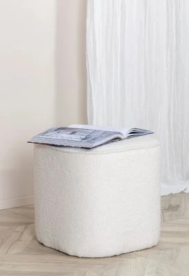 Puff Adela Teddy Vit 44x44 cm