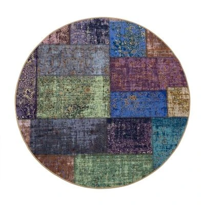 Denna produkten heter Patch Multi Rund Patchwork Matta i Multi färg från 299,00 kr, tillverkad av Polyester material - SE Mattor