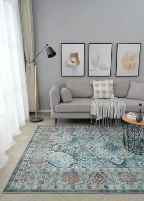 Denna produkten heter Vero Sike, tillverkad av Polyester material med en vacker Grön färg - SE Mattor