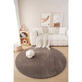 Rund Fluffy Taupe
