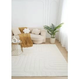 Tvättbar Mjuk Ryamatta Fuzzy Vega Offwhite