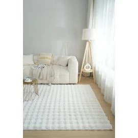 Tvättbar Pälsmatta Rabbit Bubble Offwhite