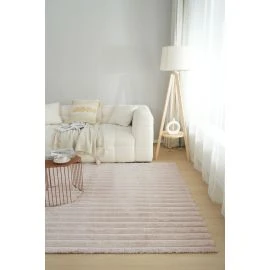 Tvättbar Pälsmatta Rabbit Stripe Ljusbeige