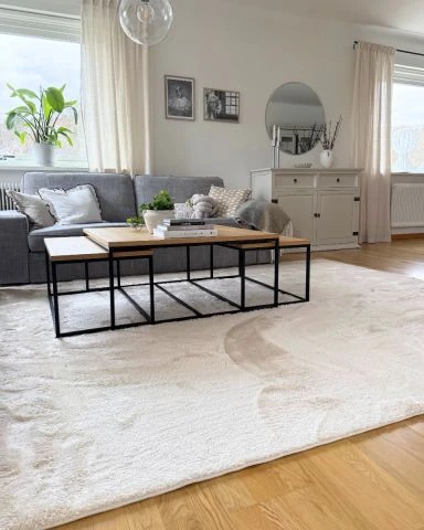 Denna produkten heter Fluffy, tillverkad av Polyester material med en vacker Beige färg - SE Mattor