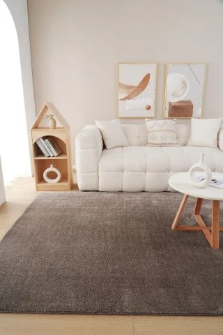 Tvättbar Mjuk Ryamatta Fluffy Taupe