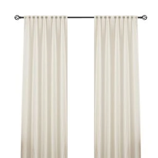 Ellinor Beige 2x135x250 cm Linnegardin-look 2-Pack