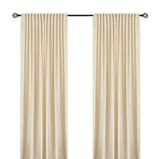 Rumsförmörkande Sammetsgardin 2-pack Mathilde Beige