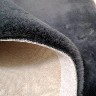 Rund Rabbit Fur Mörkgrå
