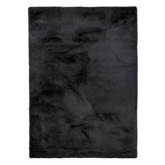 Rabbit Fur Svart Pälsmatta