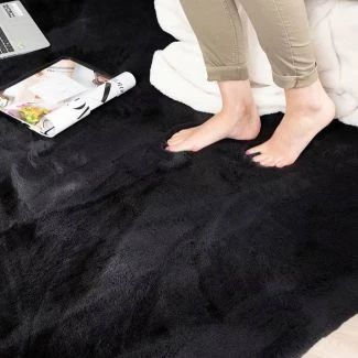 Rabbit Fur Svart 80x300 cm