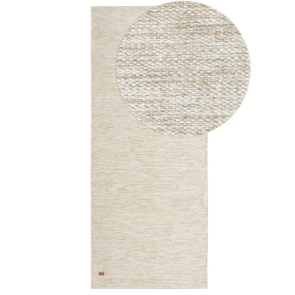 Denna produkten heter Lunda, tillverkad av 80% Ull & 20% Bomull material med en vacker Beige färg - SE Mattor