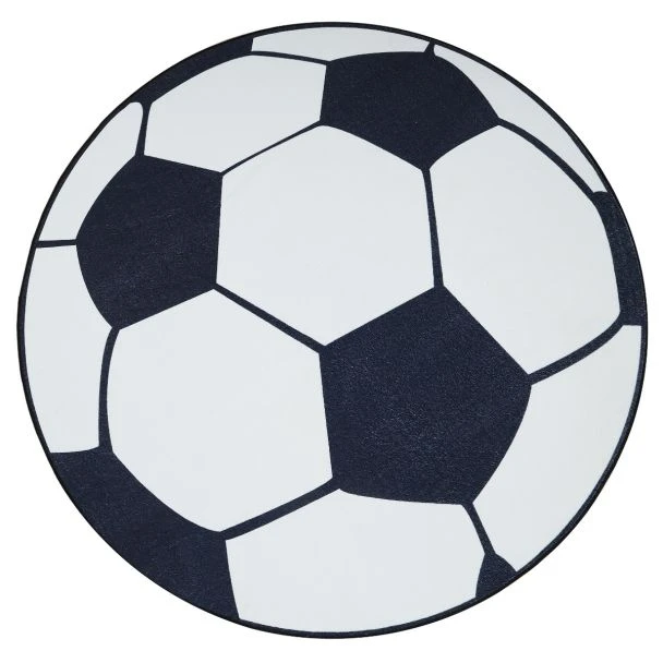 Denna produkten heter Zappy Football, tillverkad av Polyester material med en vacker Vit/Svart färg - SE Mattor